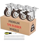 LSWHee 2 Inch Heavy Duty Caster Wheels Set of 4-500 LB Capacity Swivel Furniture Wheels with Brak...