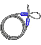VIVBOO 1/4in Security Cable with Loops 4FT/6FT/8FT/10FT Cut-Resistant and Waterproof Security Cab...