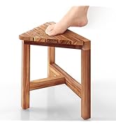 HOLANA 12" Acacia Shower Stool for Shaving Legs - Wooden Shower Foot Rest - Small Shower Corner S...