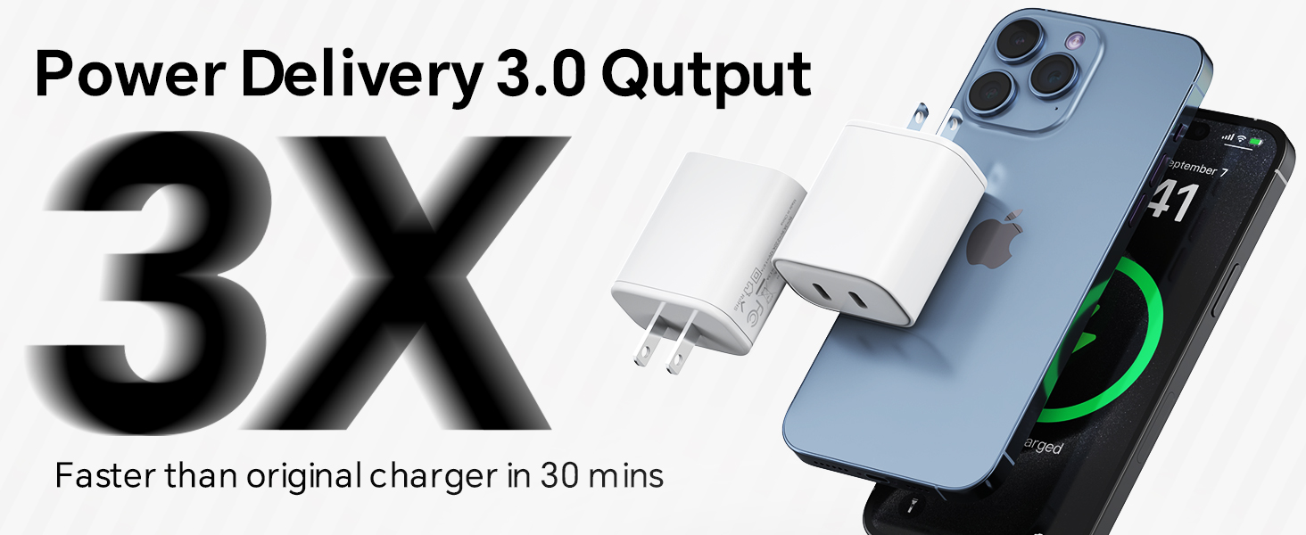 3x faster than original charger in 30 mins