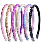 FROG SAC 6 Headbands for Girls - Thin Glitter Toddler Hair Accessories, Little Girl Rainbow Hair ...