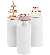 SimpMyloobe 3 PCS Cylinder Pedestal Stands, White Round Dessert Tables Pedestal Display Plinth Pi...