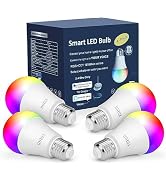 Smart Light Bulbs,Color Changing Light Bulbs That Work with Alexa and Google Assistant,2.4GHz WiF...