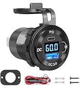 9V-60V USB Charger, 12V 24V 36V 48V 60V USB Outlet Aluminum Car Socket, PD 36W and QC 18W Car Por...
