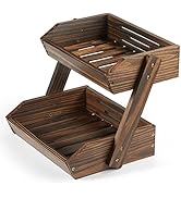 NAGAWOOD Large Capacity 2-Tier Wooden Fruit Basket, Durable Acacia Wood, 10.5" Tall, Spacious for...