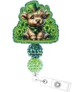 St Patrick's Day Badge Reel - Cosmisun Highland Cow Lucky ID Name Badge Holders with Alligator Cl...