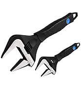 MAXPOWER Stubby Adjustable Wrench Deep Jaw Wide Opening, 6-Inch and 10-Inch Plumbing Wrench Set w...