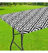 smiry Rectangle Tablecloth, Waterproof Elastic Fitted Table Covers for 6 Foot Tables, Wipeable Fl...
