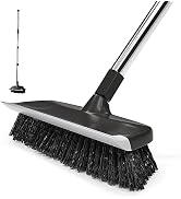 ITTAR Multi-Purpose Scrub Brush with Long Handle, 10" Wide Stiff Bristles Floor Cleaning Brush, 2...