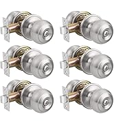 Probrico Privacy Interior Door Knobs Bed and Bath Handles Keyless Sain Nickel Locksets, 6 Pack