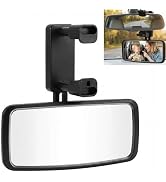 Baby Car Mirror, Wide Angle Clip on Rear View Mirror for Baby with Shatterproof Anti-Fog HD Glass...