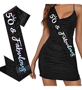 BAHABY 50th Birthday Decorations for Women 50th Birthday Sash 50 & Fabulous 50th Birthday Gifts f...