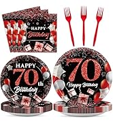 gisgfim 96 Pcs 70th Birthday Plates and Napkins Party Supplies 70 Years Old Birthday Party Tablew...