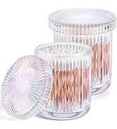 MKOSAB 2 Pack Qtip Holder - Apothecary Jars with Lids, Bathroom Organizers and Storage Canister f...
