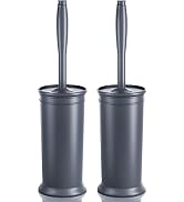 Toilet Brush and Holder 2 Pack, Toilet Bowl Brush with Extra Long Handle, Toilet Scrubber and Cov...