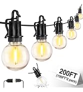 ZJOJO 200FT Outdoor String Lights, G40 Globe Outdoor Lights with 60 Shatterproof LED Bulbs 2700K,...