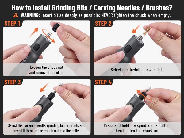 Simple steps for attaching sanding accessories, supporting smoothing/finishing tasks.