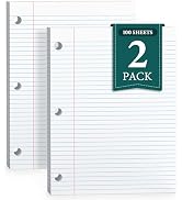 Loose Leaf Paper, Notebook Paper, 8 x 10.5 College Ruled Paper, 3 Hole Punch Binder Paper, Lined ...