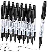 Cgerma Permanent Markers Bulk Fine Point, 16 Count Fine Tip Black Permanent Markers Set, Quick Dr...