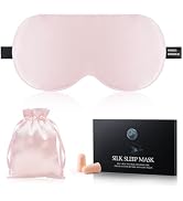 Silk Sleep Mask Eye Cover, 100% Mulberry Silk Women Men Eye Mask for Sleeping Blackout with Adjus...