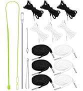 FIVEIZERO 16pcs Drawstring Cord Kit-12pcs Hoodie Strings (Flat & Round,Black & White) with Drawst...