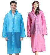 Rain Ponchos Raincoats for Adults Women Men, Reusable 2 Pack Rain Jacket Coats with Hood for Fami...