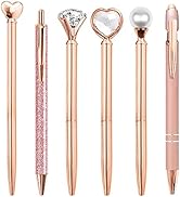 YOXMJDB Cute Pens for Women, 6 Pcs Rose Gold Pens Metal Ballpoint Pen Bulk, 1.0mm Medium Point Bl...