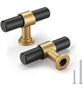 Goldenwarm 10 Pack Black and Gold Cabinet Knobs Black Cabinet Knobs Gold Drawer Handles Kitchen D...