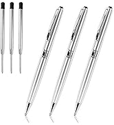 Silver Ballpoint Pens Black Ink, Cambond Stainless Steel Uniform Pens for Gift Business Men Polic...
