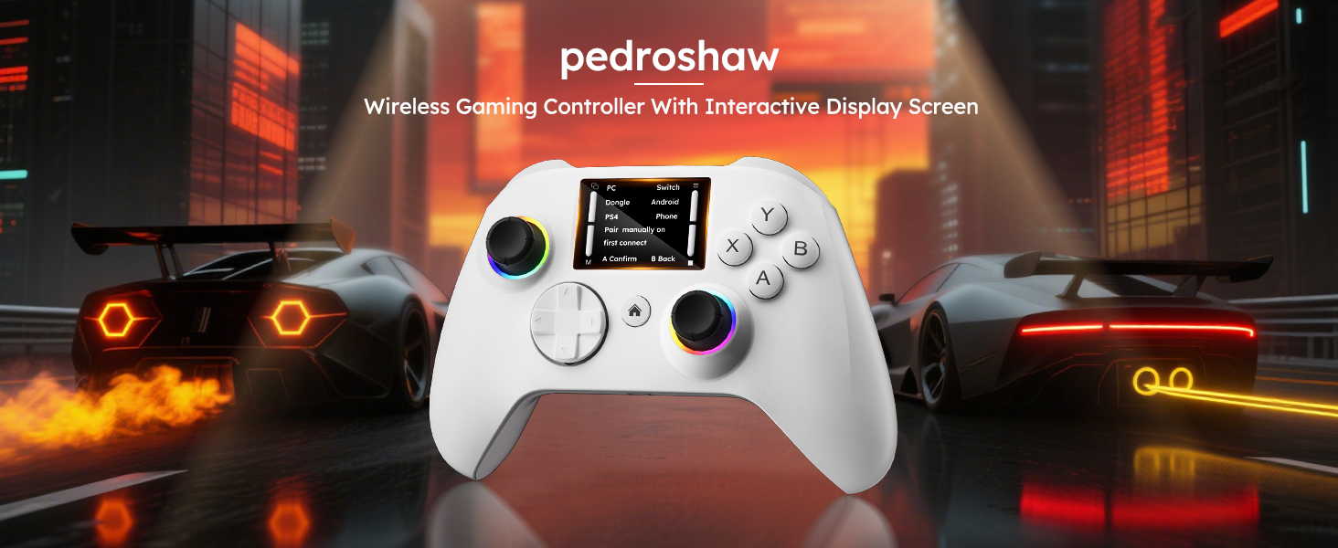 pedroshaw Interactive Scree Wireless Gaming Controller with Switch/PS4/PC/Android/iOS