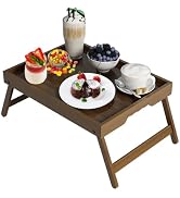 Artmeer Bed Tray Table with Folding Legs,Bamboo Breakfast in Bed for TV Table, Laptop Computer Tr...