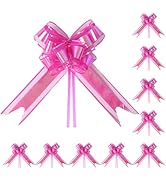 TIMESEEK 24PCS Fuchsia Pull Bows for Gift Wrapping, 6" Large Pre-Tied Decorative Bows for Christm...