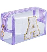 WHHJM Initial Clear Makeup Bag Personalized Preppy Cosmetic Bags for Teen Girls Women Travel Toil...