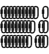 50PCS 2.36 Inches Black Chain Links, M6 Screw Galvanized Steel Heavy Duty Quick Links, 1/4" Locki...