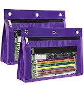 Yoeejob 1inch Expandable Pencil Pouch for 3 Ring Binder, 2 Pack Large Capacity Pencil Pouch with ...