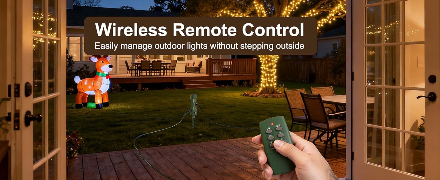 BN-LINK 25ft Outdoor Extension Cord Waterproof with Power Stake, 6-Outlet Power Strip Weatherproof