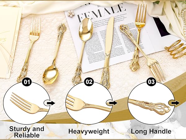 Gold plastic silverware