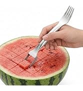 CripsTaste Watermelon Fork Cutter Slicer Tool, 2-in-1 Stainless Steel Fruit Cutter Melon Slicer C...