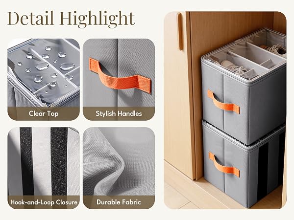 Dustproof and odor-absorbing shoe storage box with clear cover