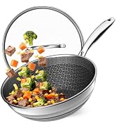 Balavina Wok Pan - 304 Stainless Steel Woks & Stir-fry Pans Nonstick - PFOA-Free Cookware - Hybri...
