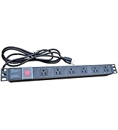 New! 6 Way Horizontal Power Distribution Unit PDU 1U Rack Mount. Secure On/Off Switch!! Cable Cord