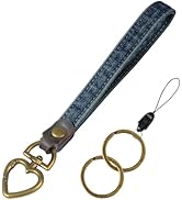 Fishent Denim Wristlet Keychain for Women Men, Cute Key Chain, Wrist Lanyards for Car Keys ID Bad...
