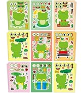 Aowplc 32 Sheets Frog Make-a-Face Stickers for Kids 8 Cute Designs Frog Craft Activities & Party ...