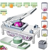 Stainless steel Vegetable Chopper, Veggie Chopper With 10 Blades, Onion Dicer with Container, Foo...
