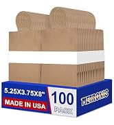 METRONIC Brown Paper Bags with Handles Bulk 5.25x3.75x8'' 100 Pcs Kraft Gift Bags for Small Busin...