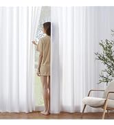 MIULEE White Privacy Sheer Curtains That Let Light in 84 Inches Long Non-See-Through Semi Sheer C...