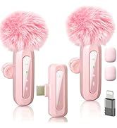 Uewpv Pink Wireless Mini Microphone for iPhone 15/16/17, iPad, Android, Wireless Lavalier Microph...