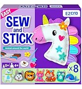 EZCRA Unicorn Sewing Kit for Kids - 8-in-1 Kids Sewing Kit - Easy to Do Craft Kits for Ages 4-8 -...