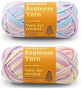 Crochet Yarn for Crocheting & Knitting, Soft Cotton Yarn for Beginners Easy-to-See Stitches, Wors...