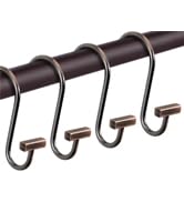 Bronze Shower Curtain Hooks, Rust Proof Shower Curtain Rings for Bathroom, CHICTIE Modern Metal D...
